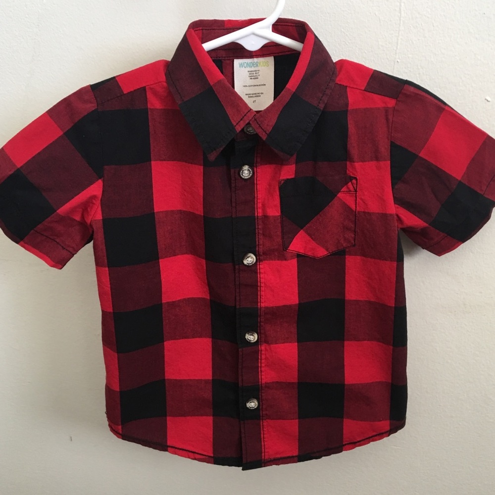 Wonderkids Boy Casual Shirt 2T red/black square